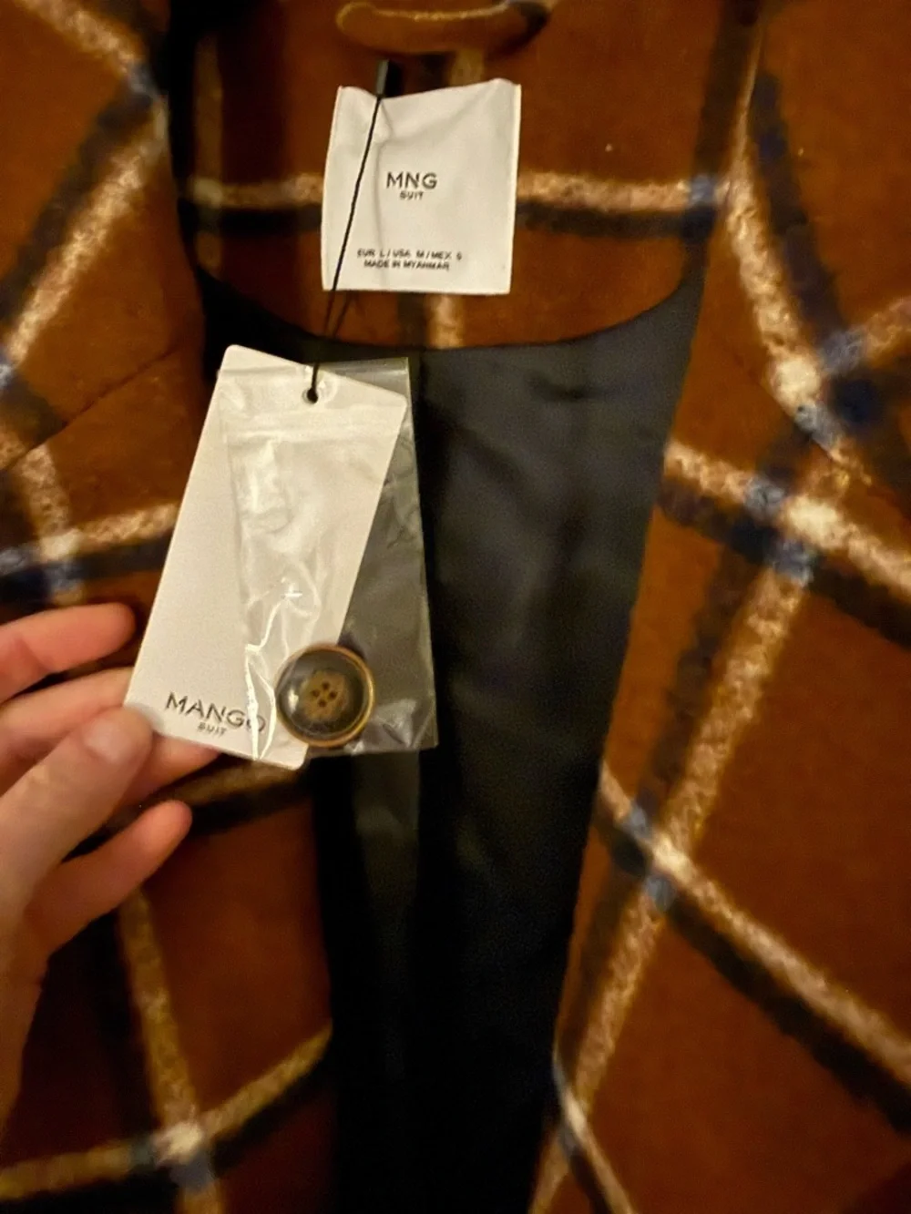 NWT Mango Plaid Cocoon Pea Coat - Picture 3 of 7